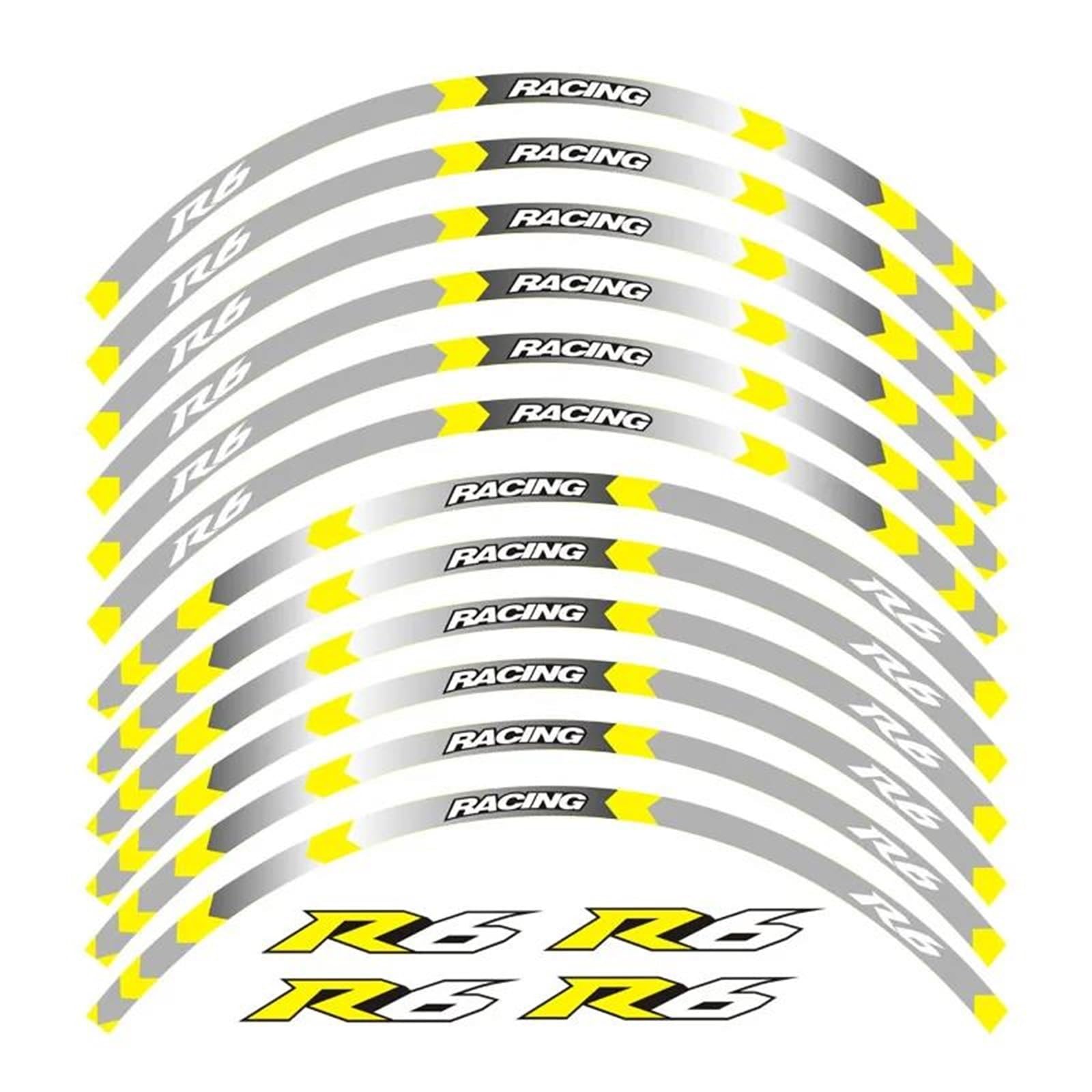 for Yamaha YZFR6 YZF R6 Motorcycle 17inch Wheel Decals Reflective Stickers Rim Stripes Motorbike
