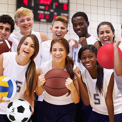 Miniatura 5 de Deekin Juego de 12 pelotas deportivas surtidas de tamaño oficial para baloncesto, fútbol, voleibol, fútbol, béisbol, pelota de juegos con bolsa y