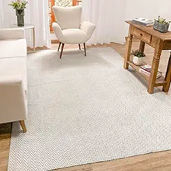 Tapete Grande 2x3m para Sala Quarto Cru e Cinza Neutro 100% Algodão Base Antiderrapante Minimalista Rústico Chic Moderno Sem Pelo Fácil de Limpar Lavável (Cinza)