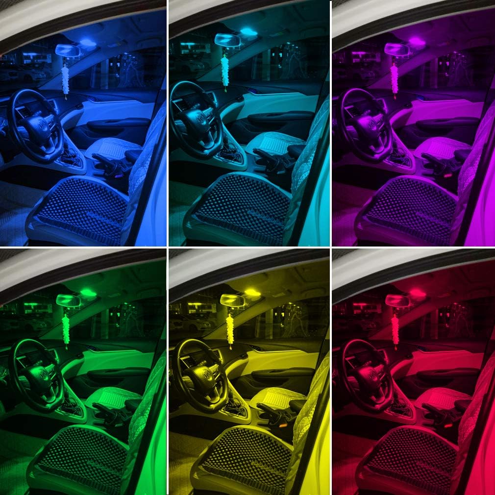 Cottonbell 194 W5W 168 RGB T10 LED Light Bulb with Remote Control Atmosphere Lights for Car Interior/Map/Dome/Door/License Plate Light Courtesy Lights 4-Pack