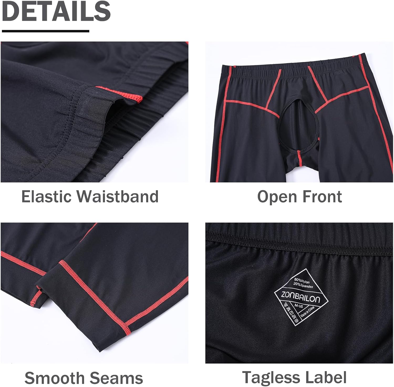 ZONBAILON Compression Pants Mens Tights Open Front Leggings Sports Base Layer Men Cold Weather Athletic Thermal - Image 4