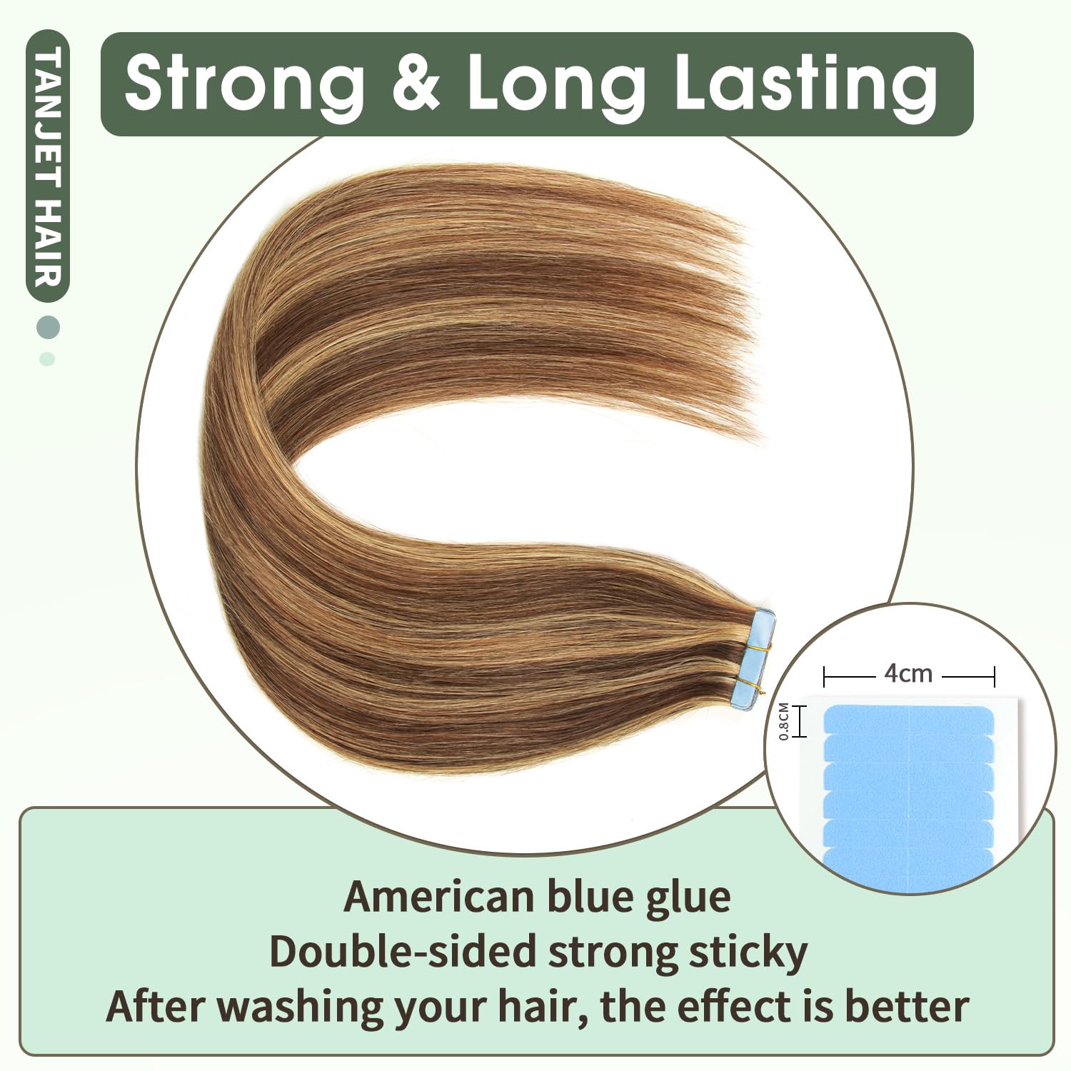 Human Hair Tape in Extensions 18 Inch Straight Chocolate Brown Highlighted Caramel Blonde Invisible Seamless Skin Ombre Remy Tape in Hair Extensions Human Hair (#P4/27 18 Inch 20pcs 50g/Pack)