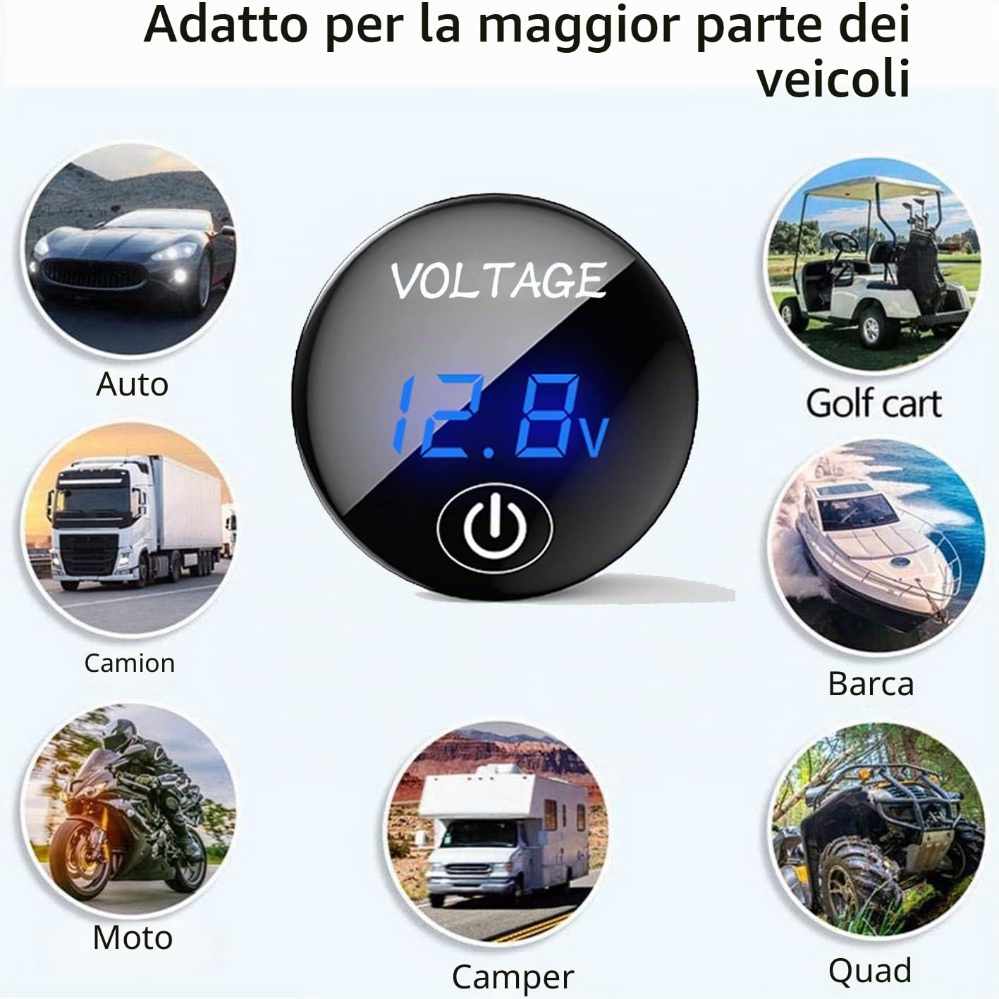 Voltmetro digitale a LED 12V 24V impermeabile per auto barca