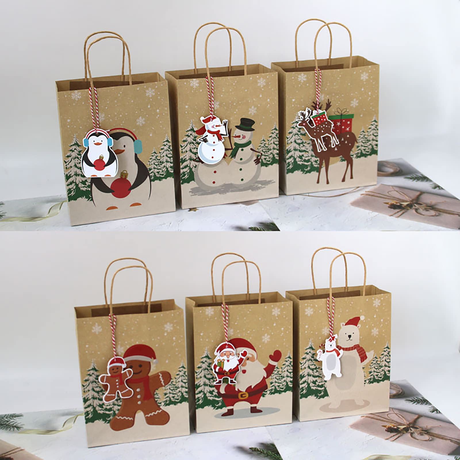 Confezione Regalo di Natale con Carta da Appendere Modellata, Confezione Regalo per Lo Shopping, Borsa Tote Natalizia da 24 Pezzi, Borsa Regalo in Pelle di Fascia Alta