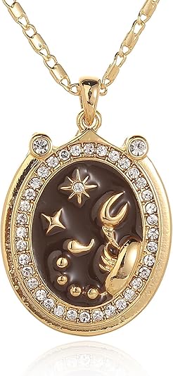 Zodiac Necklace for Women 18K Gold Astrology Jewelry Enamel Constellation Pendant CZ Pearl Jewelry Birthday Gifts for Women,Necklace for Wife Daughter Mom and Sister