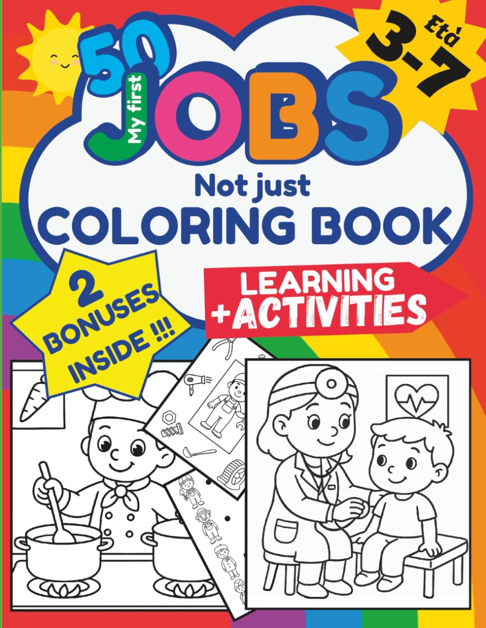 My First 50 Jobs not Just Coloring Book: Careers, Professions, Educational Activities for Kids 3-7 (My First Learning Adventures (English Edition))