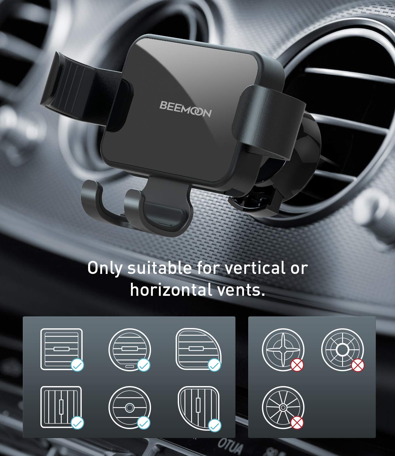 Amazon.com: Beemoon 車用手機座免手持手機座重力出風口車載支架適用於iPhone 12 Mini/11 Pro/iPhone  Xs/XR/X/8/8 Plus/7/7Plus/6/6Plus,Galaxy S7/6/6Plus。 8/9/1 0 and Others(英文版)  : 手機和配件