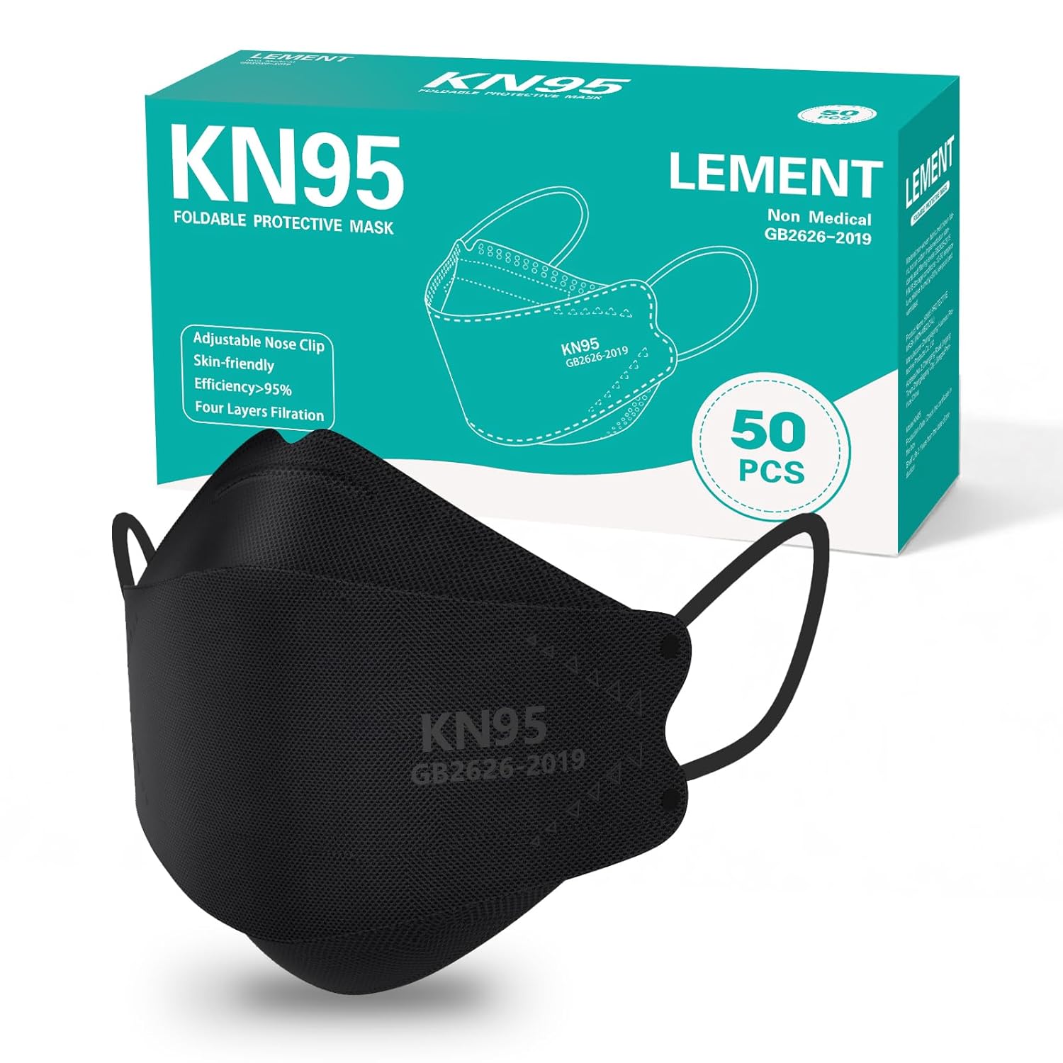 LEMENT KN95 Disposable Masks: 50-Pack Breathable Protection for Everyone