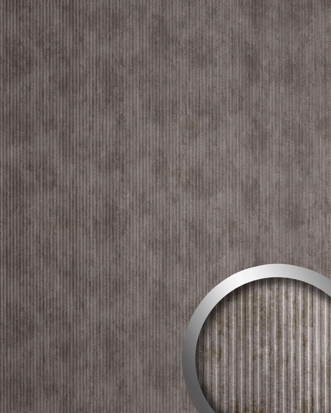 Panel de pared autoadhesivo aspecto metal aspecto de cuero 29303-SA BRIDGE METALLIC USED Steel Revestimiento mural corrugado mate gris 2,6 m²