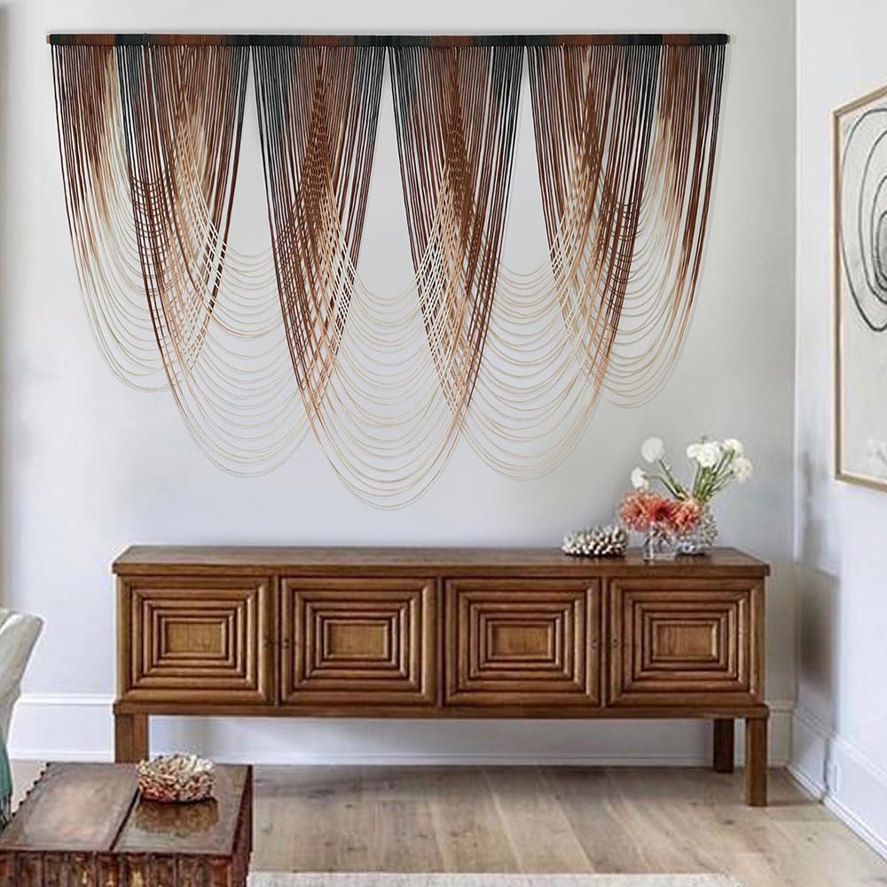 Photo 1 of ****MINOR DAMAGE**** IOWER Macrame Wall Hanging Brown Dip-Dyed Large Macrame Wall Decor For Living Room Boho Fiber Art for Office Decoration 57" W x 41" L