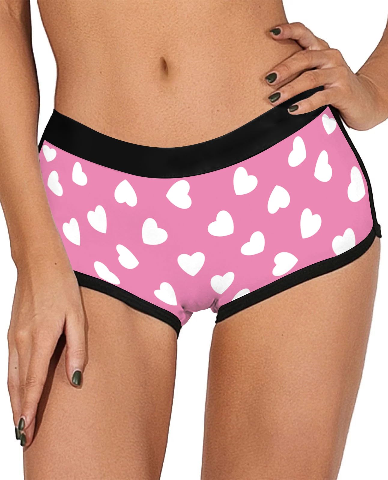 Aueyan Womens Boyshorts Panties Stretchy Boxer Briefs Novelty Lounge Sleep Shorts: Large Pink Heart
