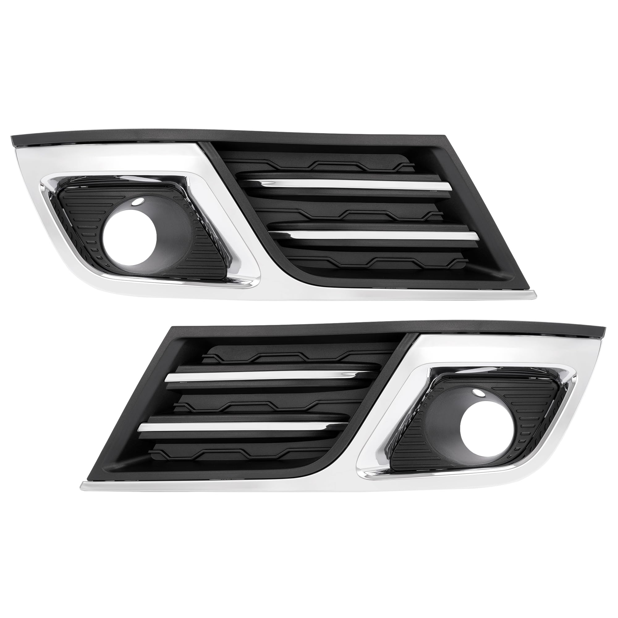 HECASA Pair Fog Light Bezel Compatible with 2013-2017 Chevy Chevrolet Traverse Replacement for GM1038150 GM1039150 Front Bumper Driving Fog Lamp Cover w/Silvery Trim Molding - Driver&Passenger Side