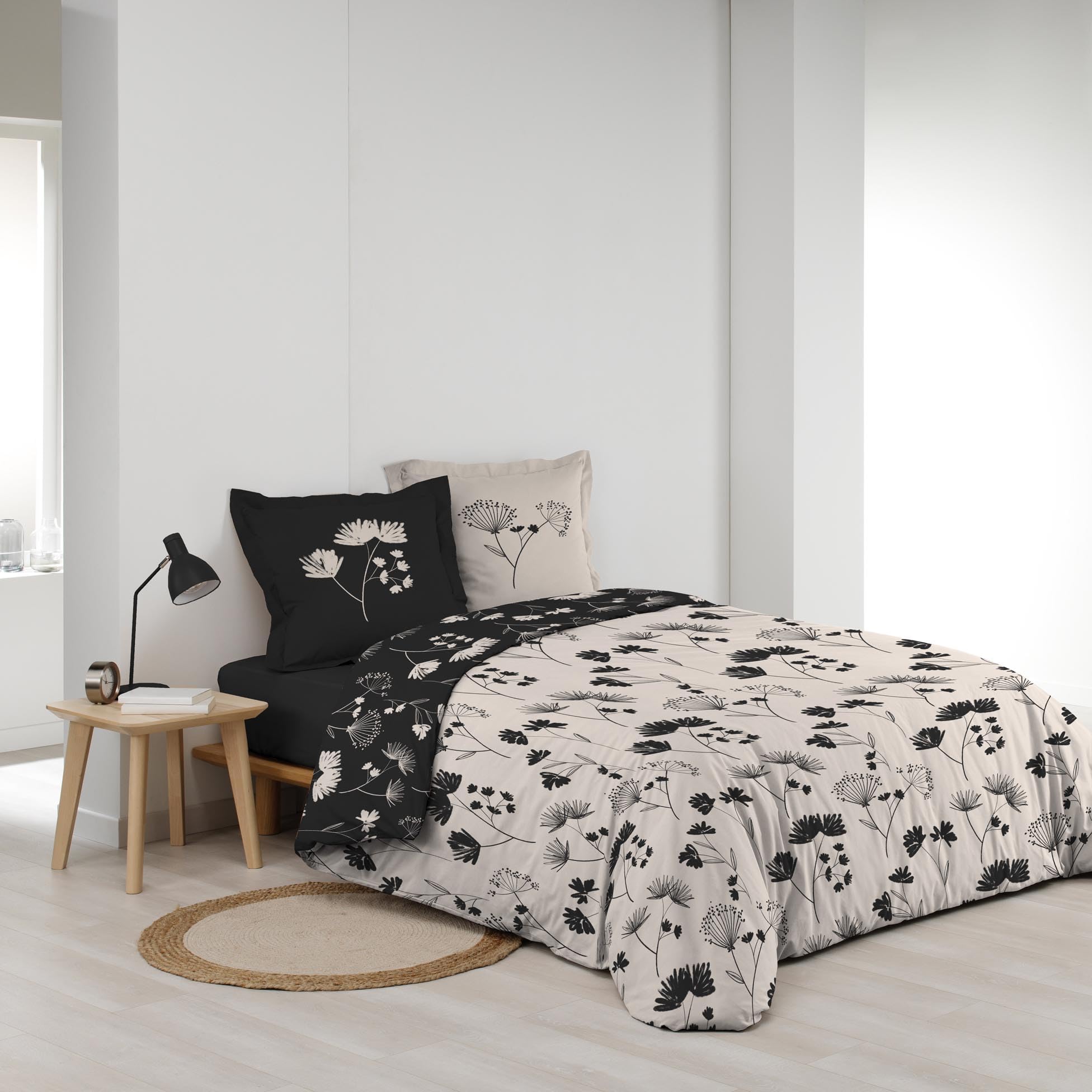 Douceur d'Intérieur Iris Parure 3 Pezzi Double-Face, 240 x 220 cm, 100% Cotone Percalle