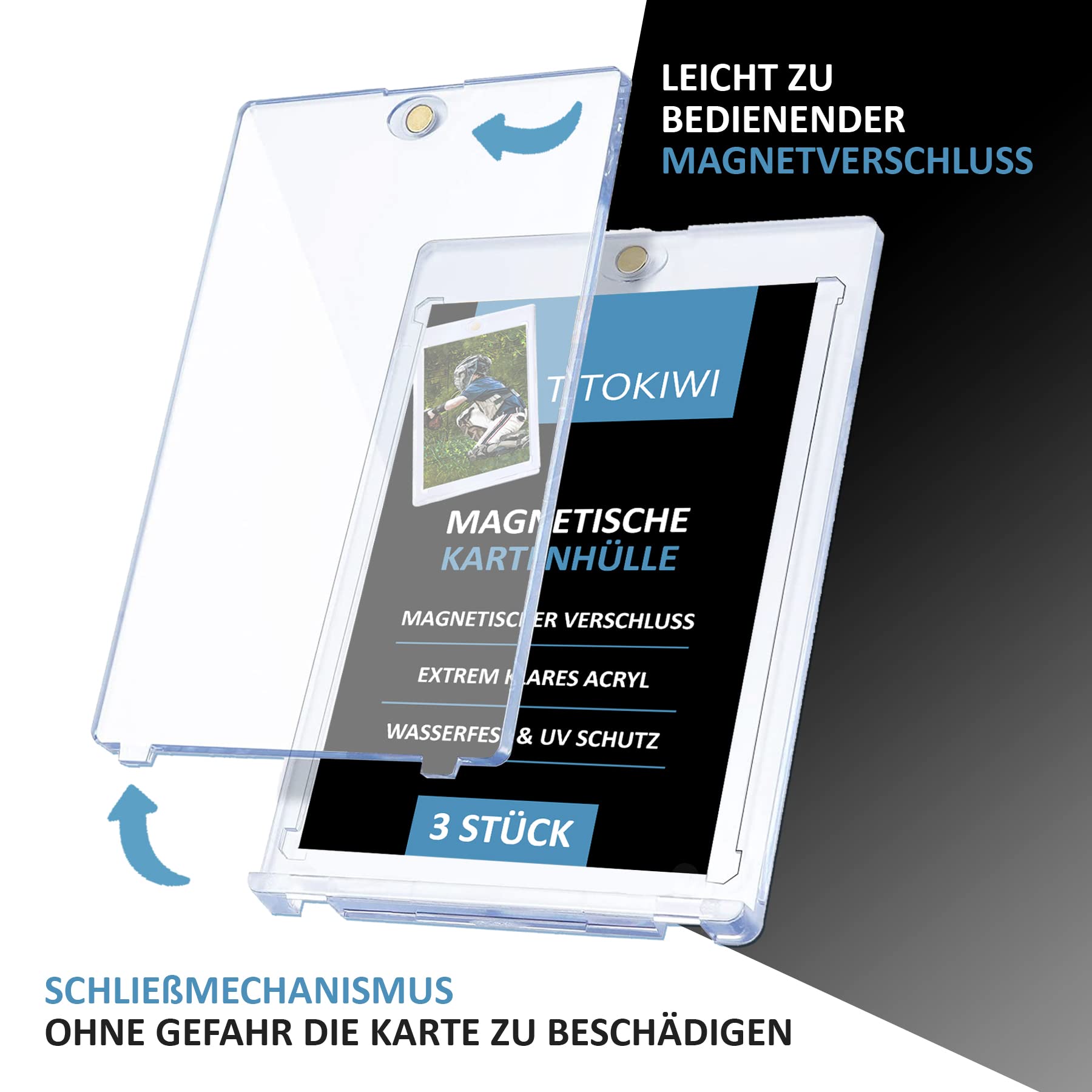 Custodie Protettive In Acrilico Per Carte Da Collezione - Set Da 3 Pezzi Con Chiusura Magnetica - Adatte A Tutte Le Carte Standard (trading Card)