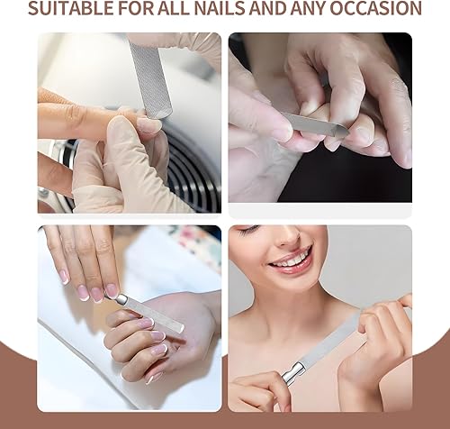Miniatura 6 de Lima de uñas de metal (2 piezas), limas de uñas para uñas naturales y uñas de los pies, uñas gruesas hechas de acero inoxidable, limas de uñas de