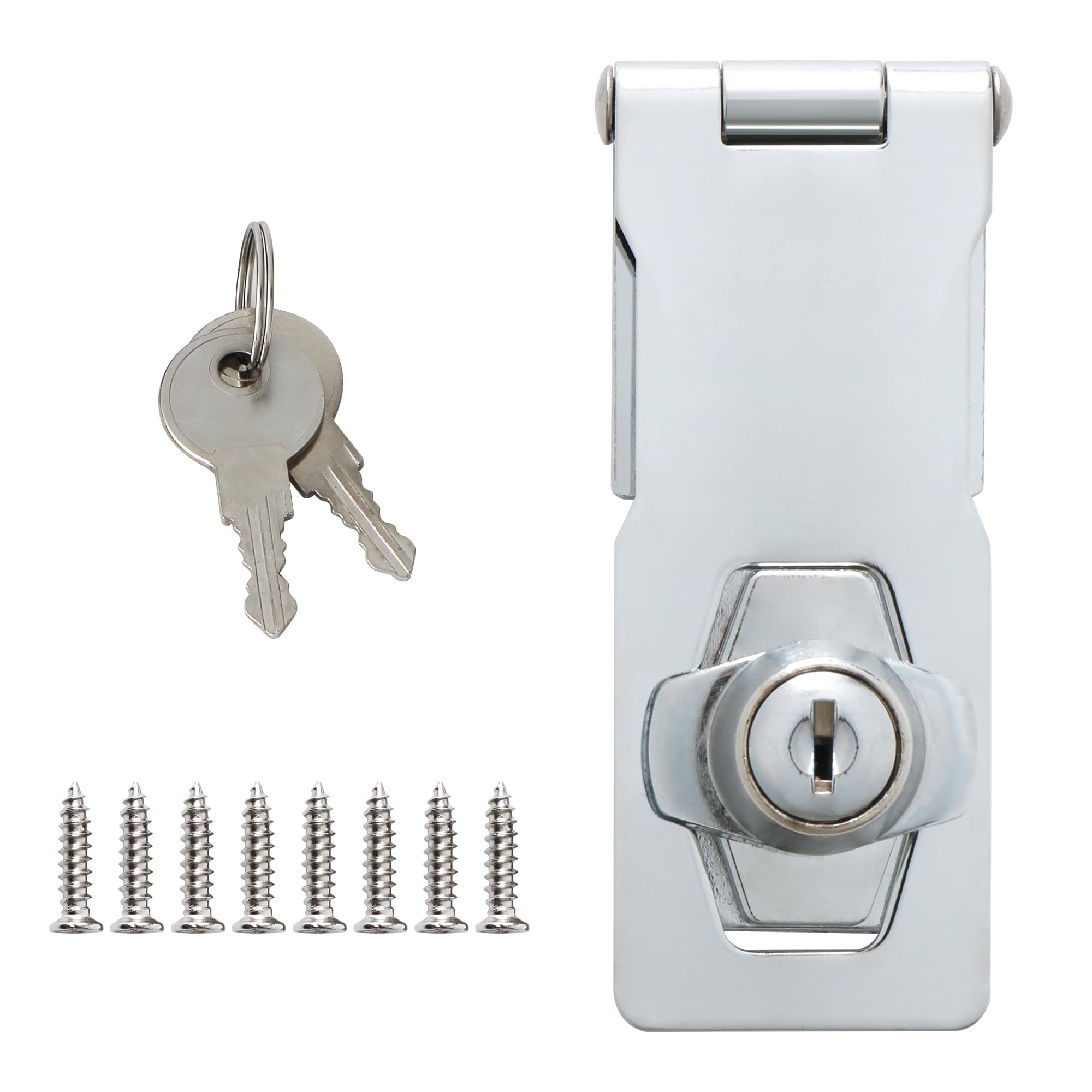 Alise Keyed Hasp Latch,4 Inch Safety Padlock Hasp for Cabinets