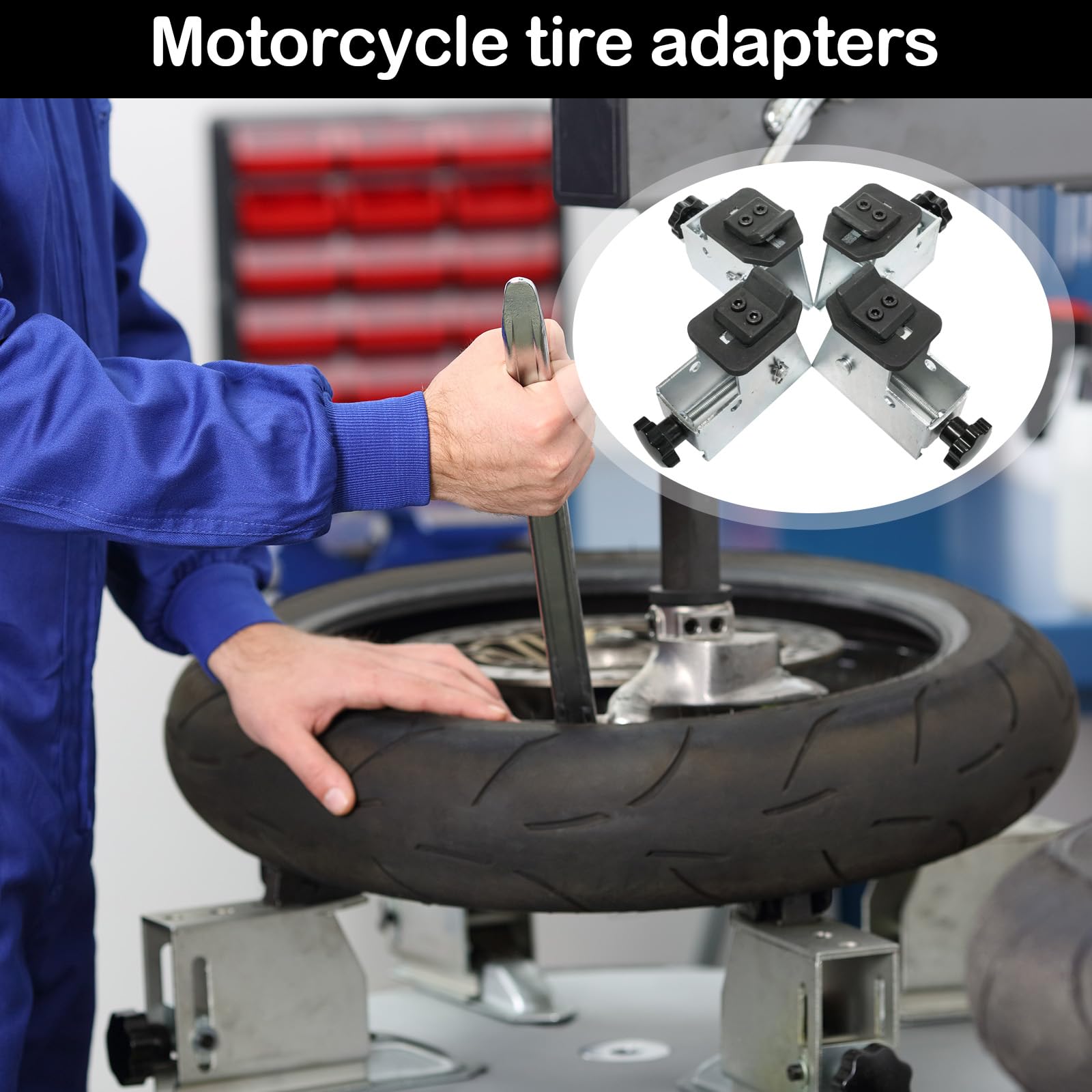 4pcs Adaptador De Motocicleta para Cambiadores De Neumáticos, Adaptador para Desmontadoras De Neumáticos De Menores De 49 mm Mordaza Estándar Acero Superficie Niquelada