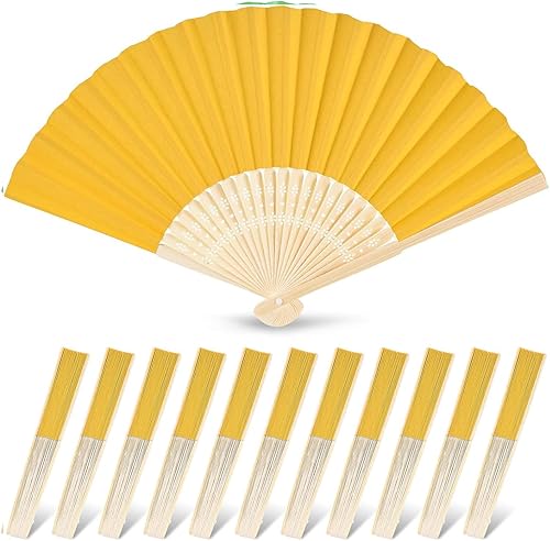 Miniatura 80 de JOHOUSE 12 abanicos de papel blanco de mano – Ventilador de mano plegable de 8.3 pulgadas, ventiladores plegables de mano para mujeres, ventilador