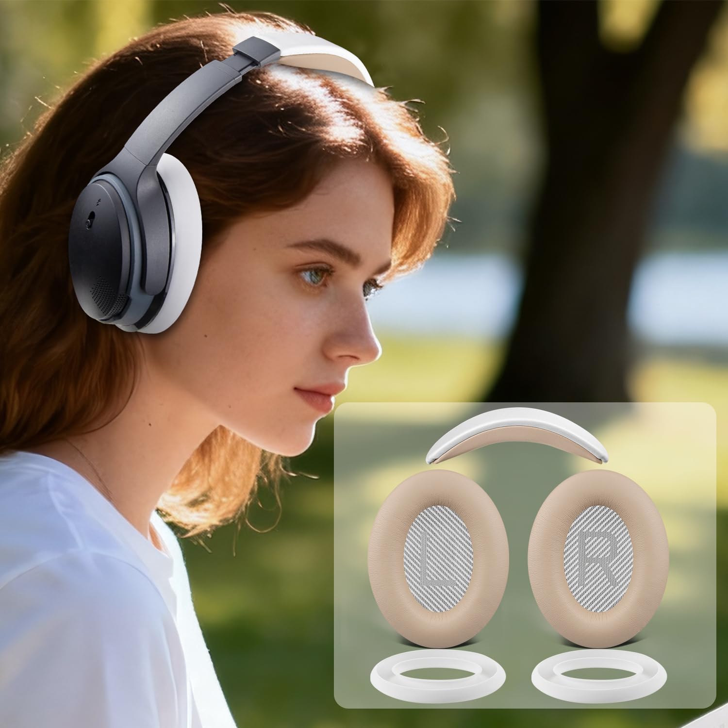 SOULWIT Zestaw zamienny do Bose SoundLink Around-Ear II (Sound Link AE2/model BA2) nausznych słuchawek, nauszniki poduszki + pałąk + silikonowa osłona nauszników