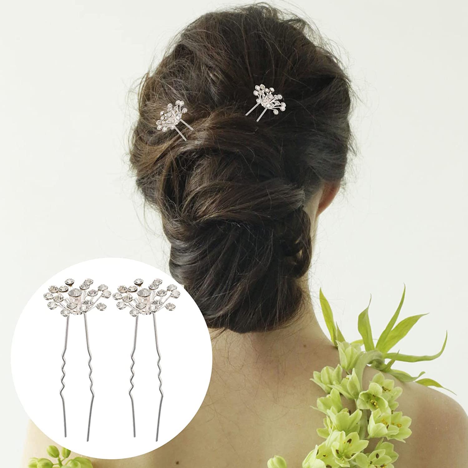 Forcine for capelli ， Fermagli for capelli for donna ， 40 pezzi Copricapo Spose Elegante Forcella Capelli Spilla da sposa Accessorio Ragazze Perle Chic Updo Chignon Gypsophila Damigelle d'onore Fiore