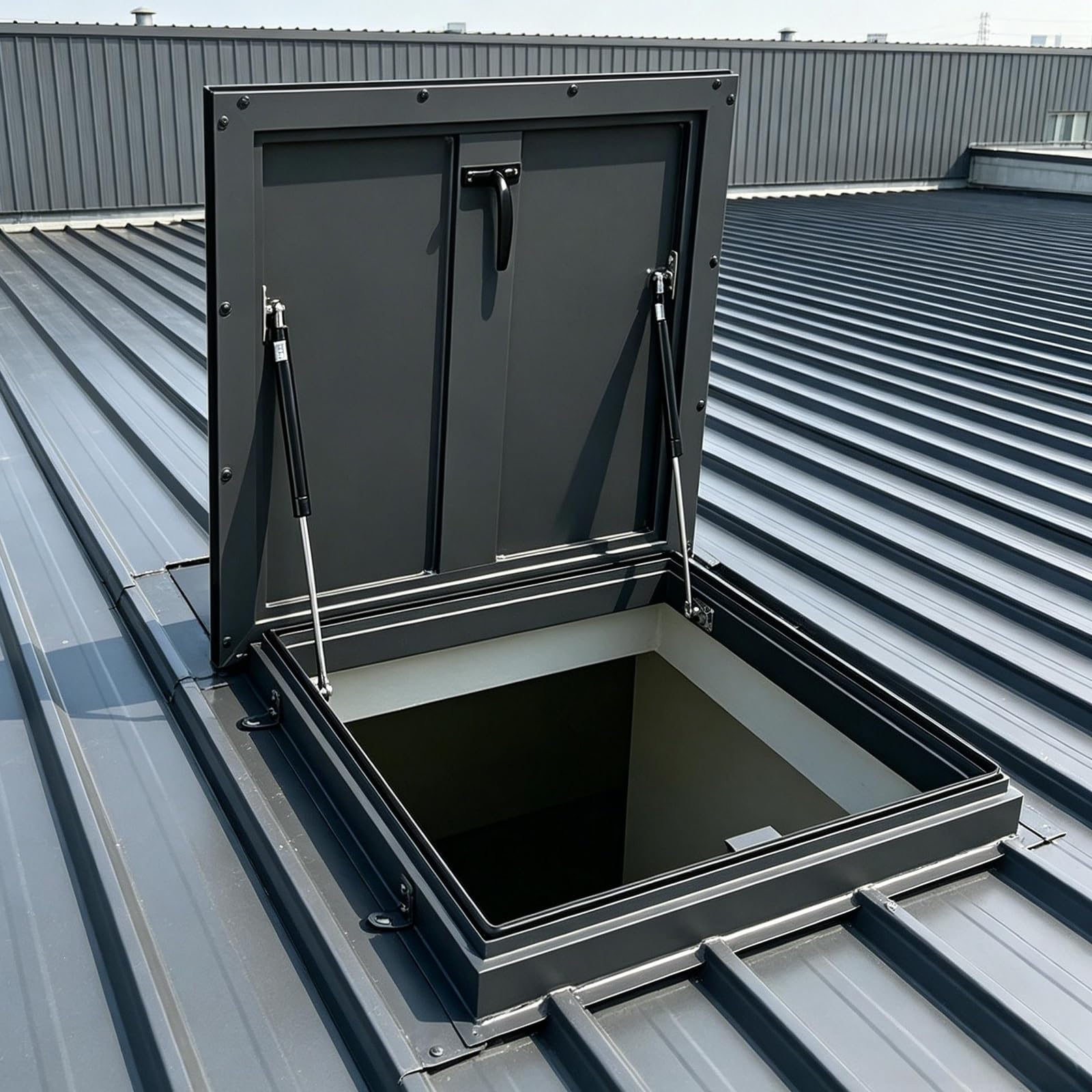 Trappe d'accès toit en aluminium 80x80cm pour accès aux terrasses et toits plats