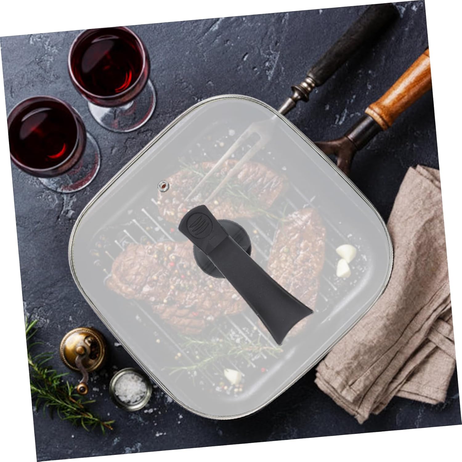 Multi-functional Glass Cooking Pot Lid Square Tempered Cover for Electric Frying Pans Easy to Clean Kitchen Accessory with Steam Vent