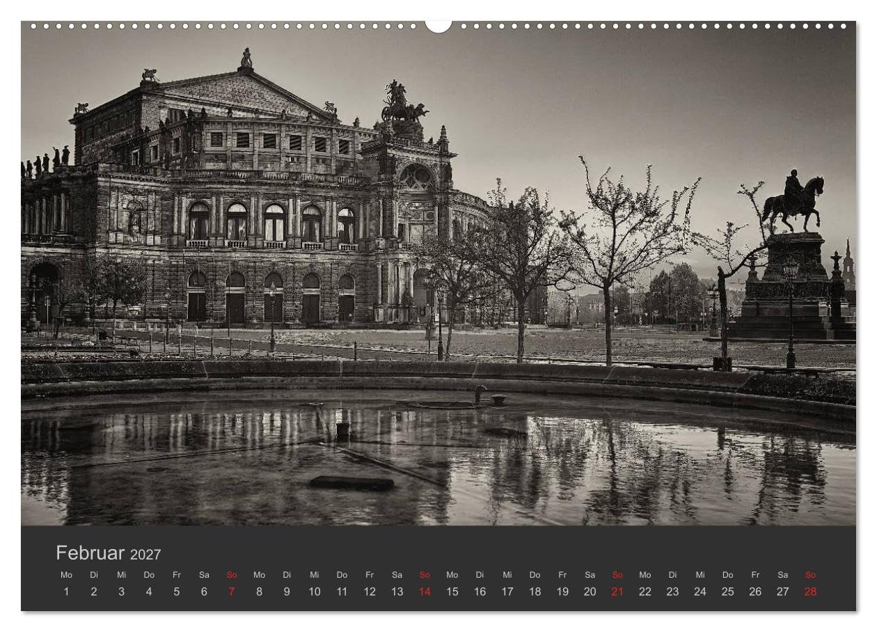 CALVENDO - Dresden Schwarz Weiss 2027 (Wandkalender 2027 DIN A2 quer), Monatskalender: Impressionen der Stadt Dresden in Schwarz Weiss.