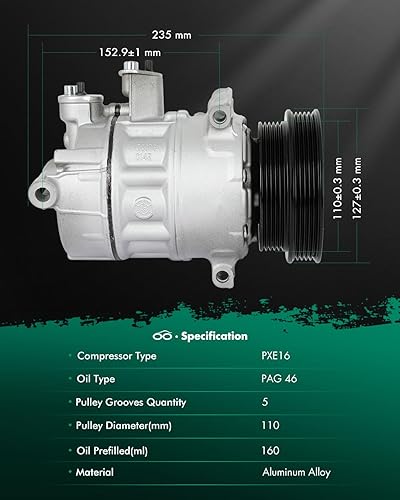 Vista 120 de SCITOO Compresor de CA apto para H-onda Prelude 2.2L 2001 para H-onda Civic para A-cura EL 1.7L 1997 1998 1999 2000 2001