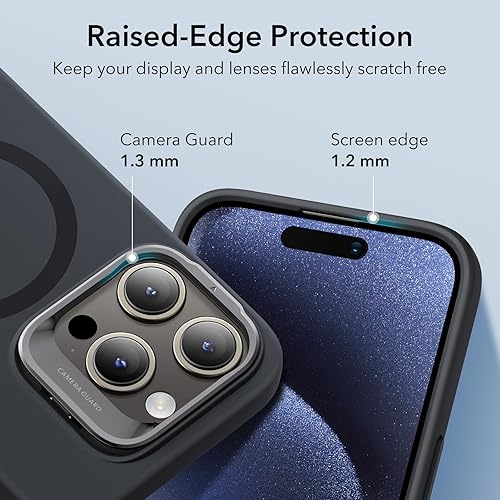 Vista 593 de ESR - Funda para iPhone 15 compatible con MagSafe, funda protectora de grado militar con soporte integrado, cubierta trasera resistente a