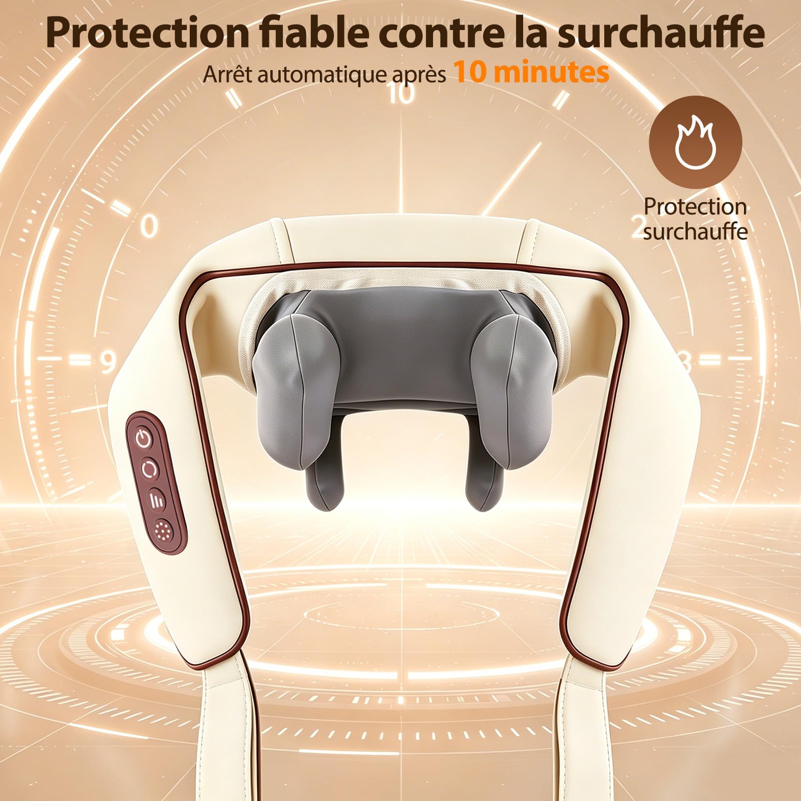Neck Massager, 6D Massage Dos et Cervicales Sans Fil Masseur Cervical avec Massage par Pétrissage, 2 Niveaux de Chauffage et Housse Lavable pour Cou Jambes Épaules Cadeaux pour Hommes Femmes
