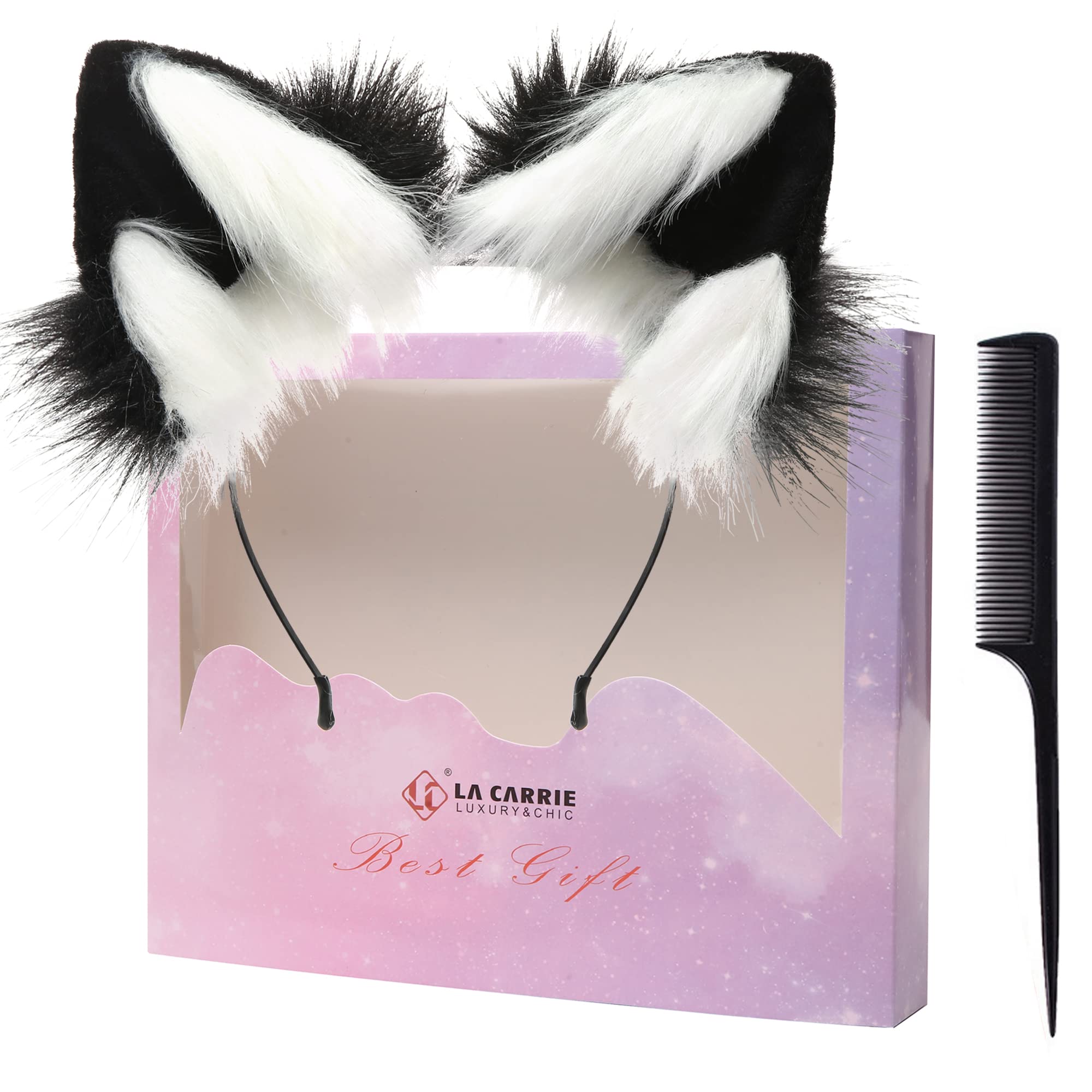 LA CARRIE Handmade Wolf Cat Fox Faux Fur Furry Ears Headwear Party Cosplay Halloween Costume