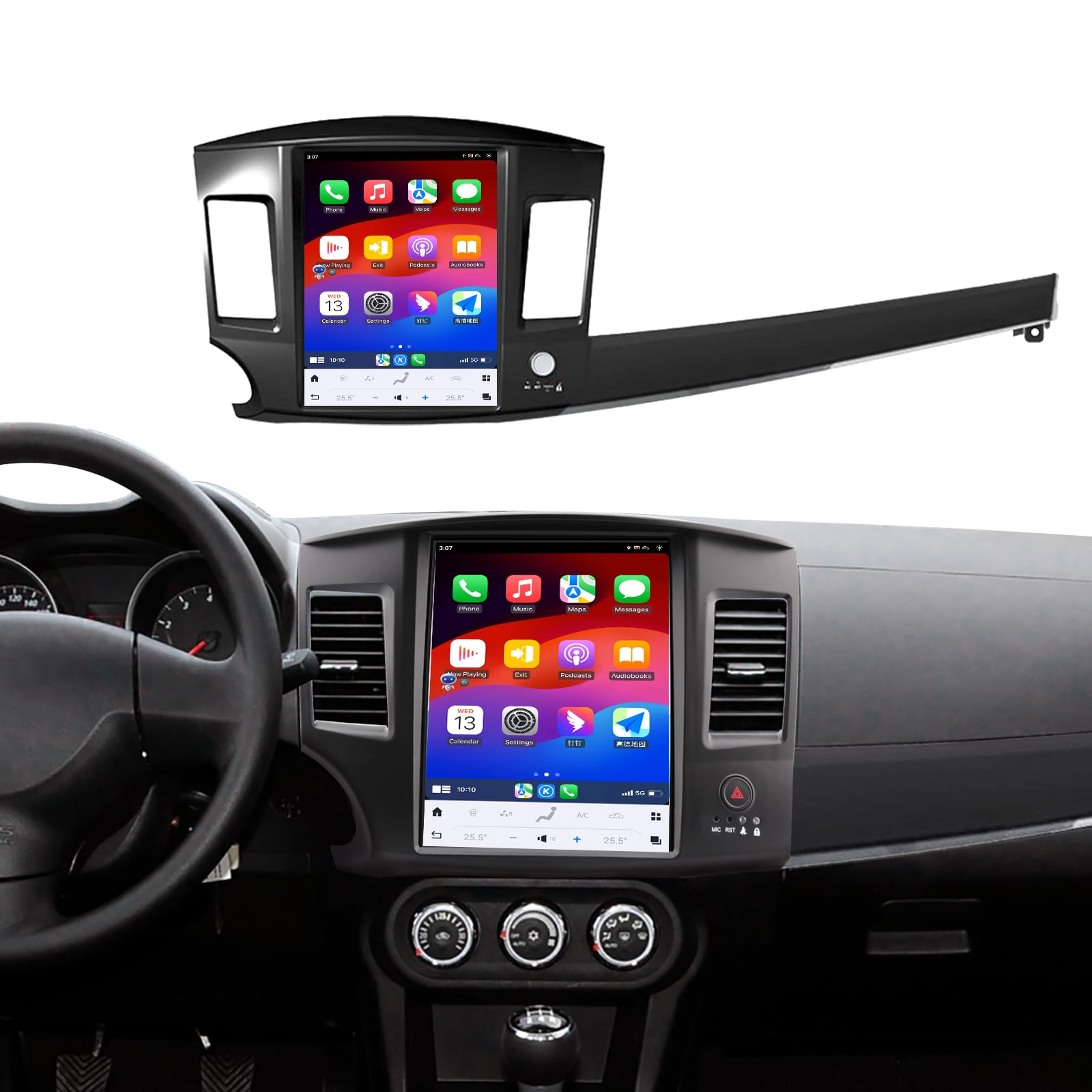 ZWNAV Qualcomm Android 11 Car Radio for Mitsubishi Lancer EVO 2007-2017 Stereo Replacement Touch Screen Carplay Android Auto Audio Multimedia Player GPS Navigation (2007-2013 Without OEM Rockford)