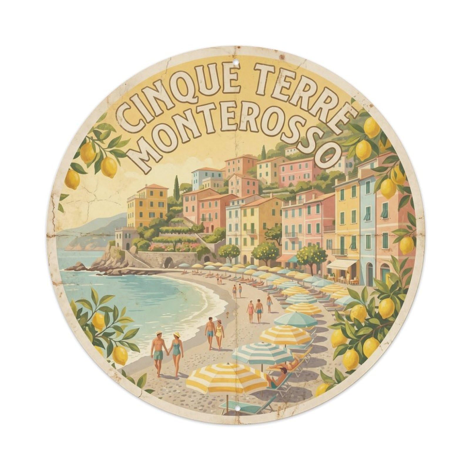 Olhnbad Style Cinque Terre Monterosso Travel Culture Classic Metal Tin Sign
