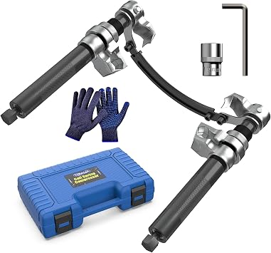 CARVALAX Coil Spring Compressor Tool, 2pcs Automotive Spring Compressor Set with Extendable Safety Bracket, 2670LB Heavy Duty Macpherson Strut Spring Compression Set for Car Truck ATV UTV