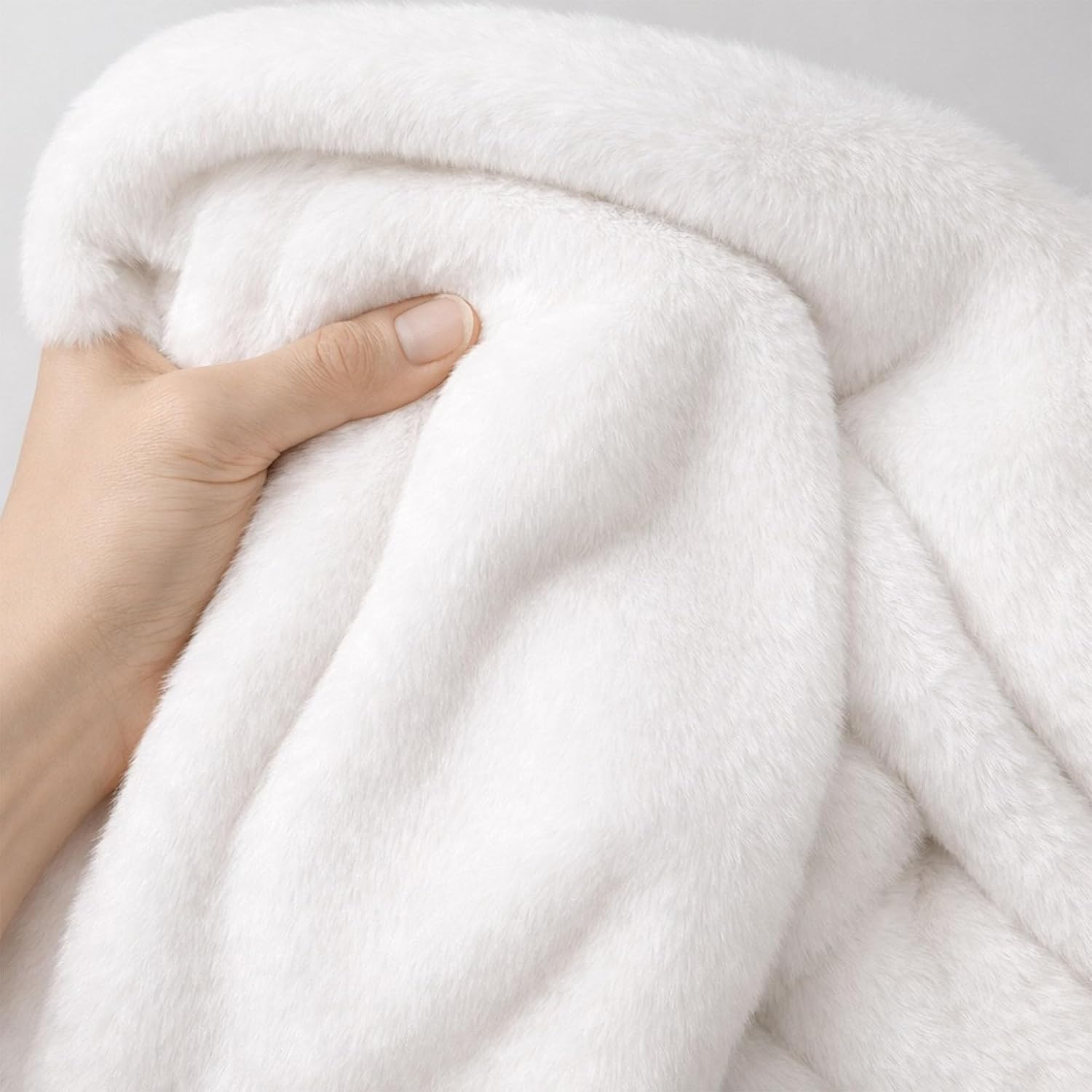Short Pile Faux Fur Fabric by the Yard - Fur Fabric for Crafts, Cosplay & DIY Projects (63 x 39 in) - White