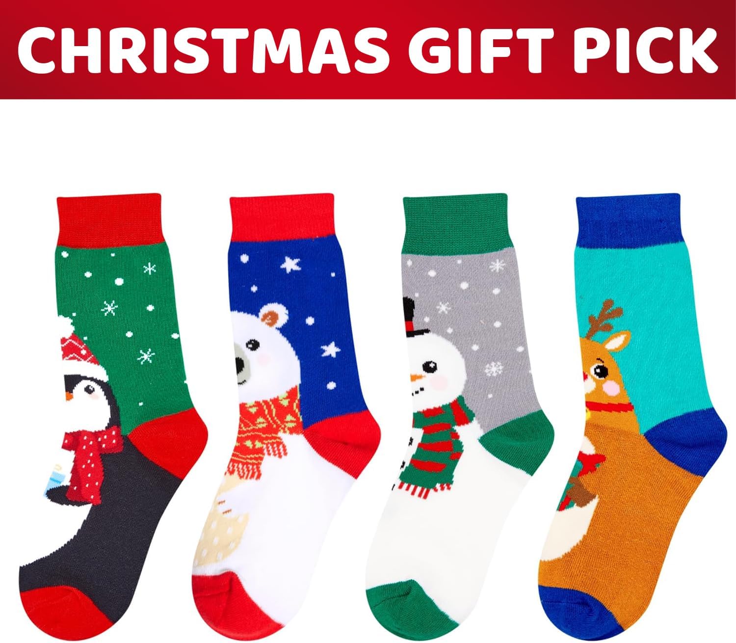 HAPPYPOP Christmas Socks for Teens - Holiday Sock Gift Ideas for Boys Girls 4 Pack with Card - Image 6