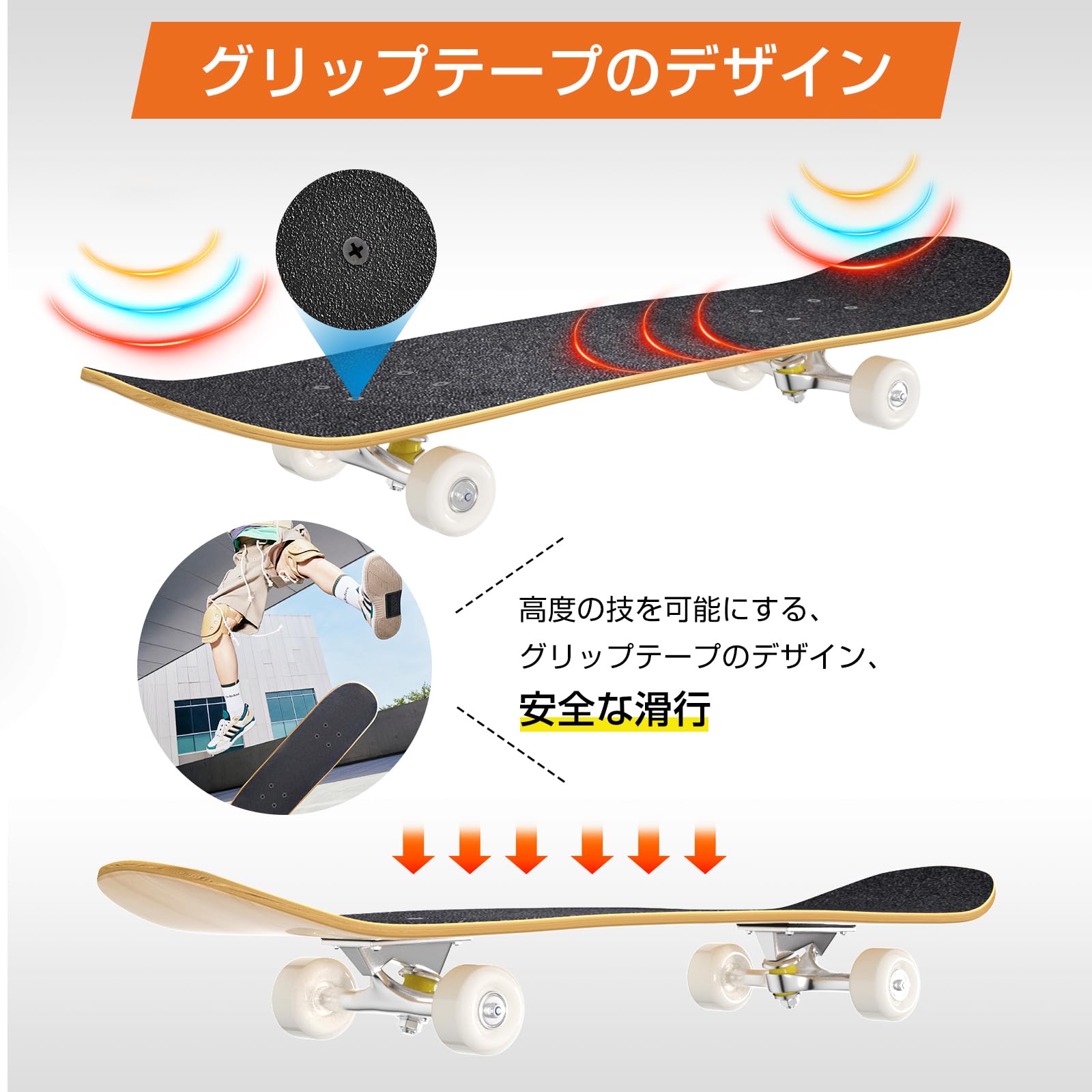 Amazon | SOHAPI スケートボード スケボー コンプリート 78×20cm 子供