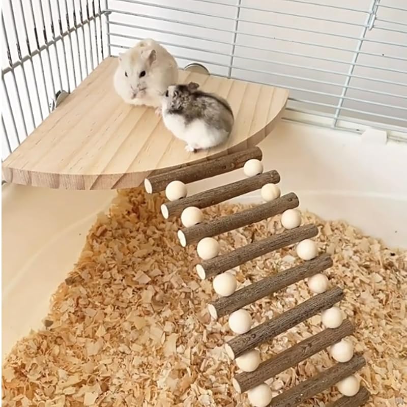 Plataforma de madeira para hamster com escada DEMONTALK, para pequenos animais, 1 unidade