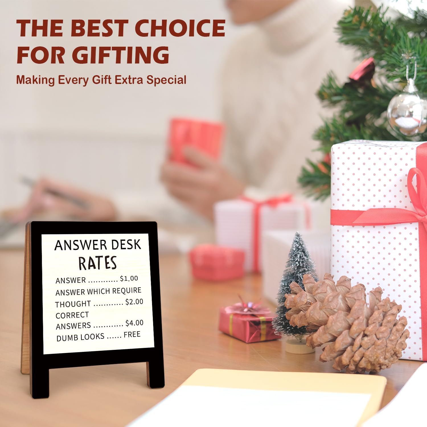 Answer Desk Sign, Answer Desk Rates Sign, Office Decor Desk Accessories Wooden Sign, Funny Gag Cubicle Decoration Supplies Sign Team Employee Appreciation Gifts Fun Humor - Image 7