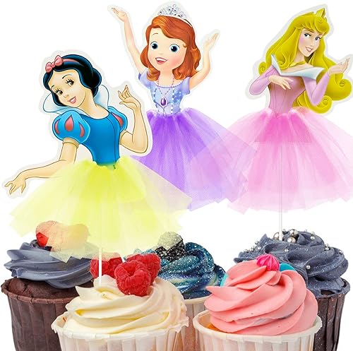 Miniatura 3 de 6 decoraciones de princesa para cupcakes, decoración de pastel de princesa para cumpleaños de niñas, para baby shower, fiesta de cumpleaños temática