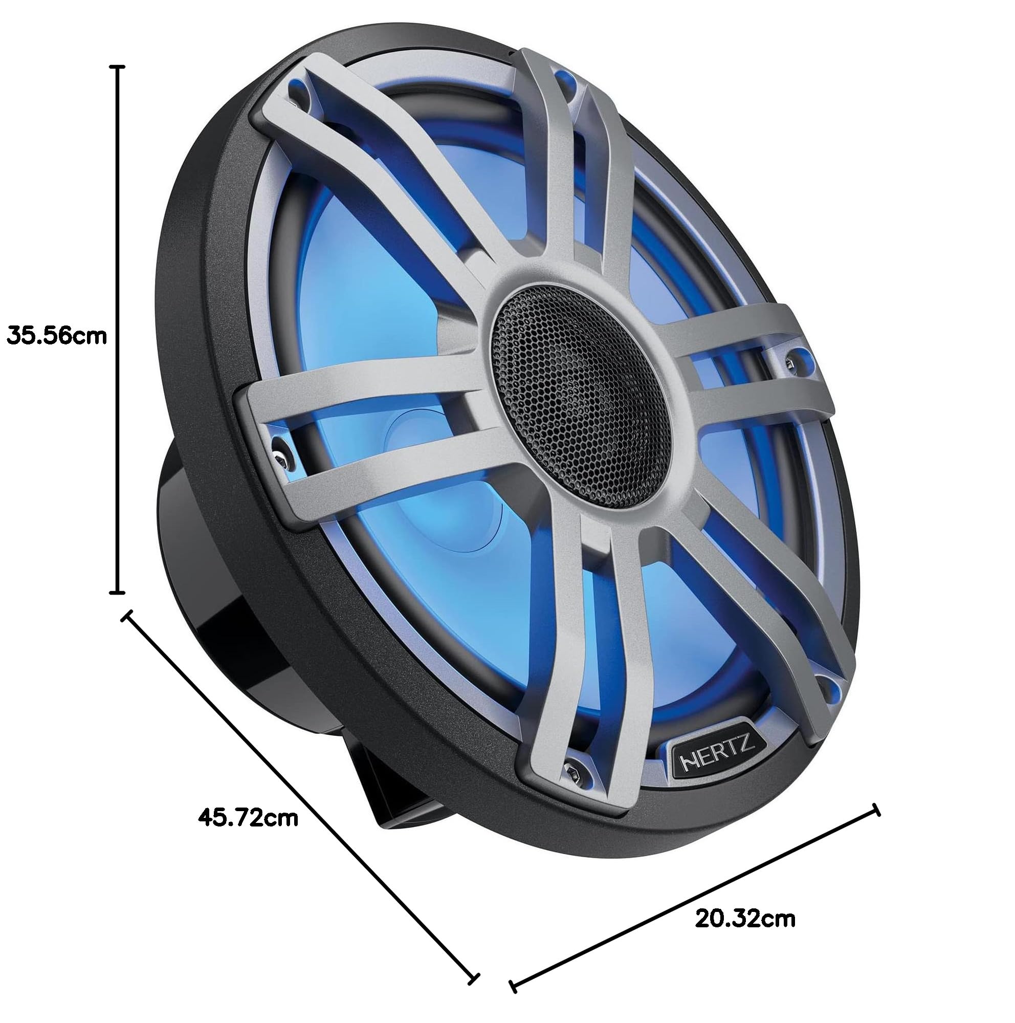 Hertz HMX 8 S-LD-G - Coppia di altoparlanti coassiali marine 200mm grigi – Sportivi, Impermeabili, con Illuminazione LED RGB