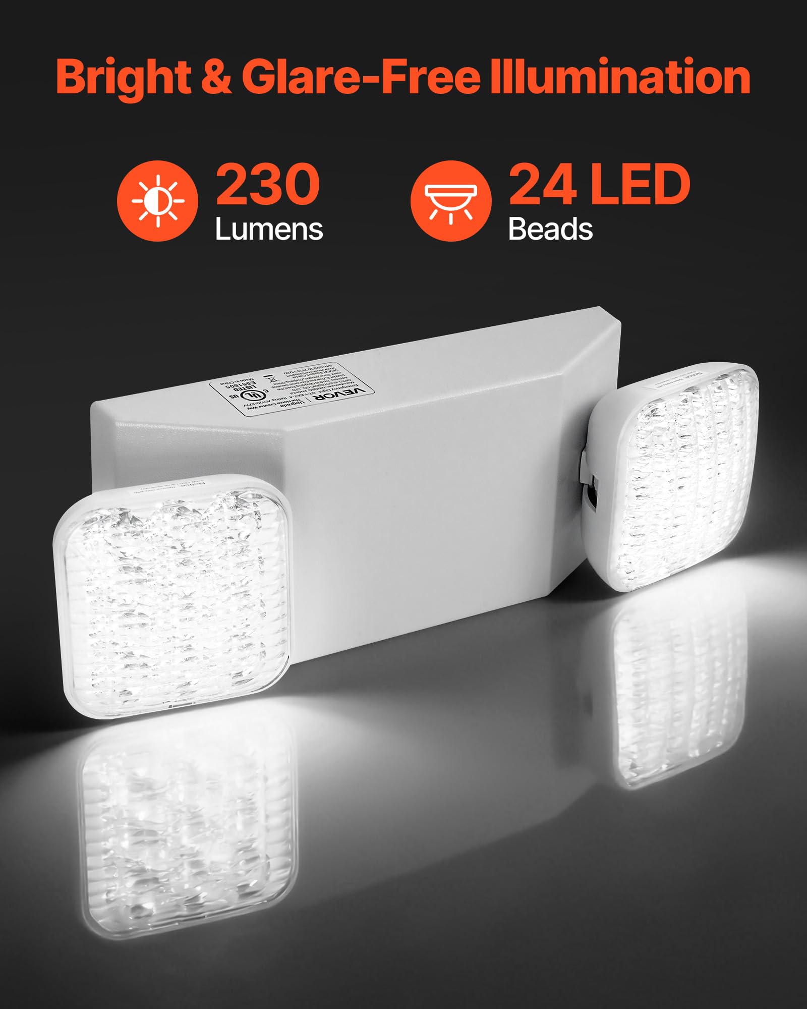 VEVOR Set di Lampada Emergenza LED da Incasso da Parete, Plafoniera Emergenza Uscita da 12 pezzi, Faretti LED per Uscita da Incasso da Parete con Teste Quadrate, CA 120/277 V, Potenza Nominale 3 W