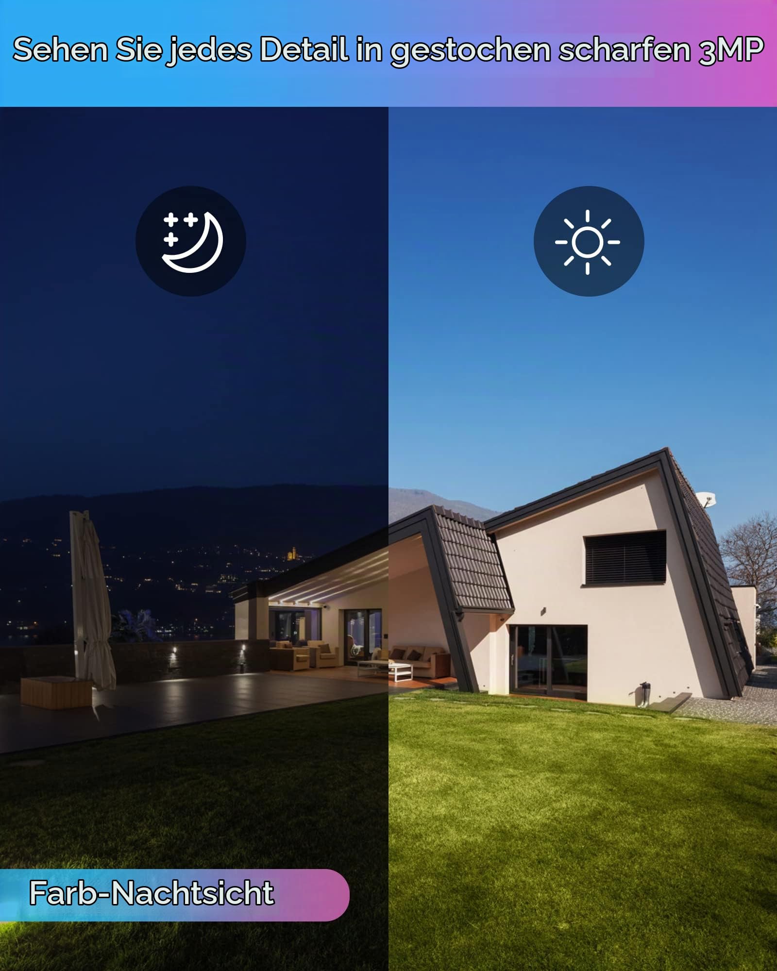 ZOSI 3MP Überwachungskamera Set WLAN Aussen, 4X Pan/Tilt IP Dome Kamera