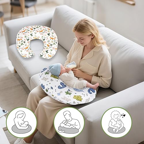 Miniatura 4 de Paquete de 2 fundas de almohada de lactancia, algodón suave y transpirable, se adapta a almohadas estándar de lactancia materna, lavables e