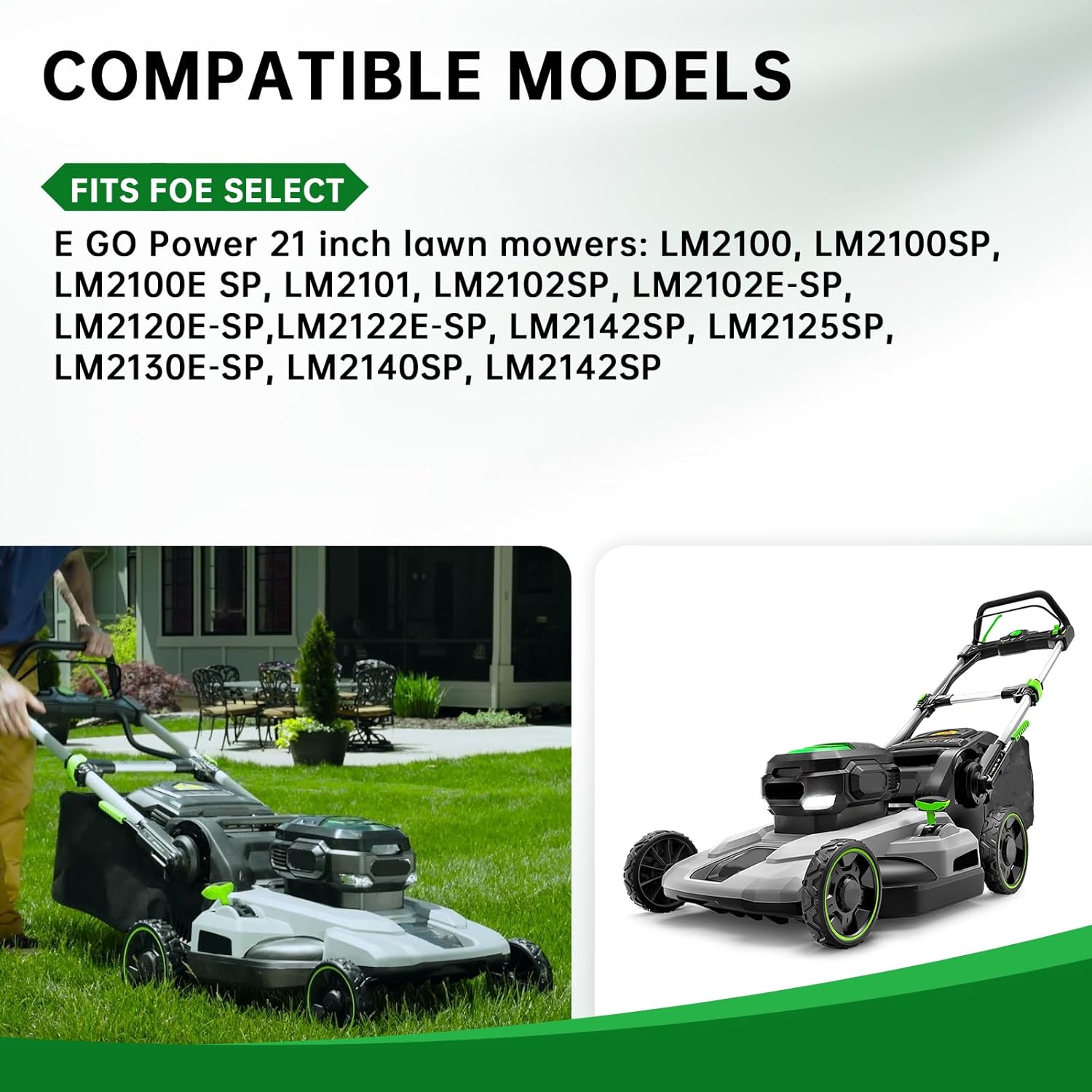 AB2100 Lawn Mower Blade Replacement for 21'' Deck Compatible with E GO Power+ 56V Models LM2100 LM2101 LM2100SP LM2102SP LM2142SP, 3-in-1 Mulching Bagging Side Discharge Steel Blade, 2 Pack