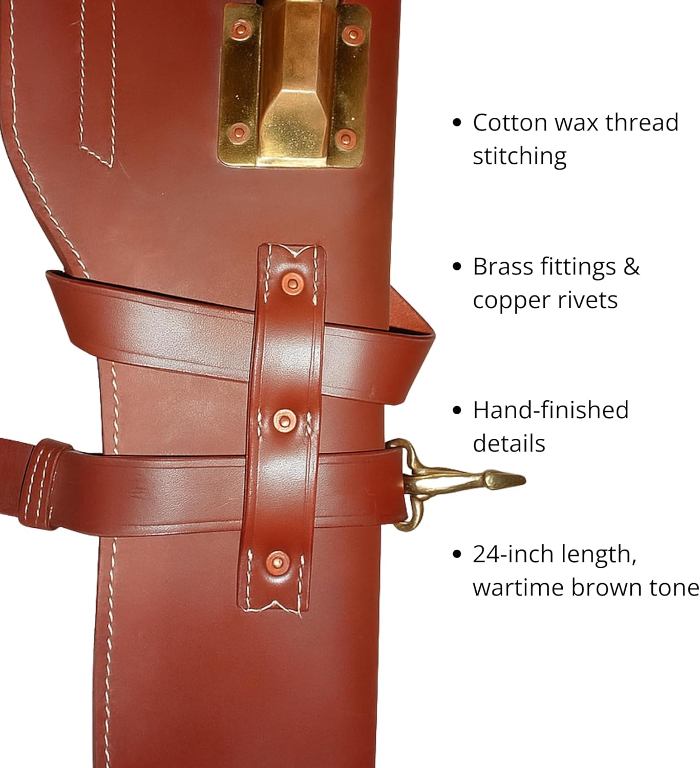 warreplica WWII US Army M1 Carbine Leather Scabbard - Authentic .30 Carbine Caliber Holster Reproduction - Premium Brown Leather Rifle Carrier with Mounting Straps for Jeep, Motorcycle & Cavalry