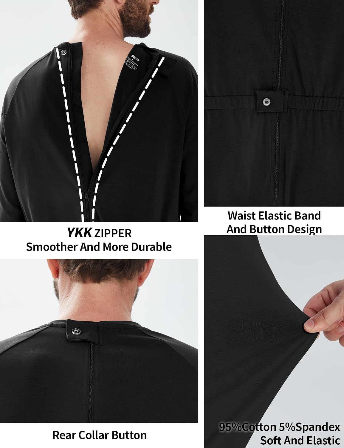 Adaptive Clothing for men Anti-Strip Back-Zip Jumpsuit for Elderly men image 3
