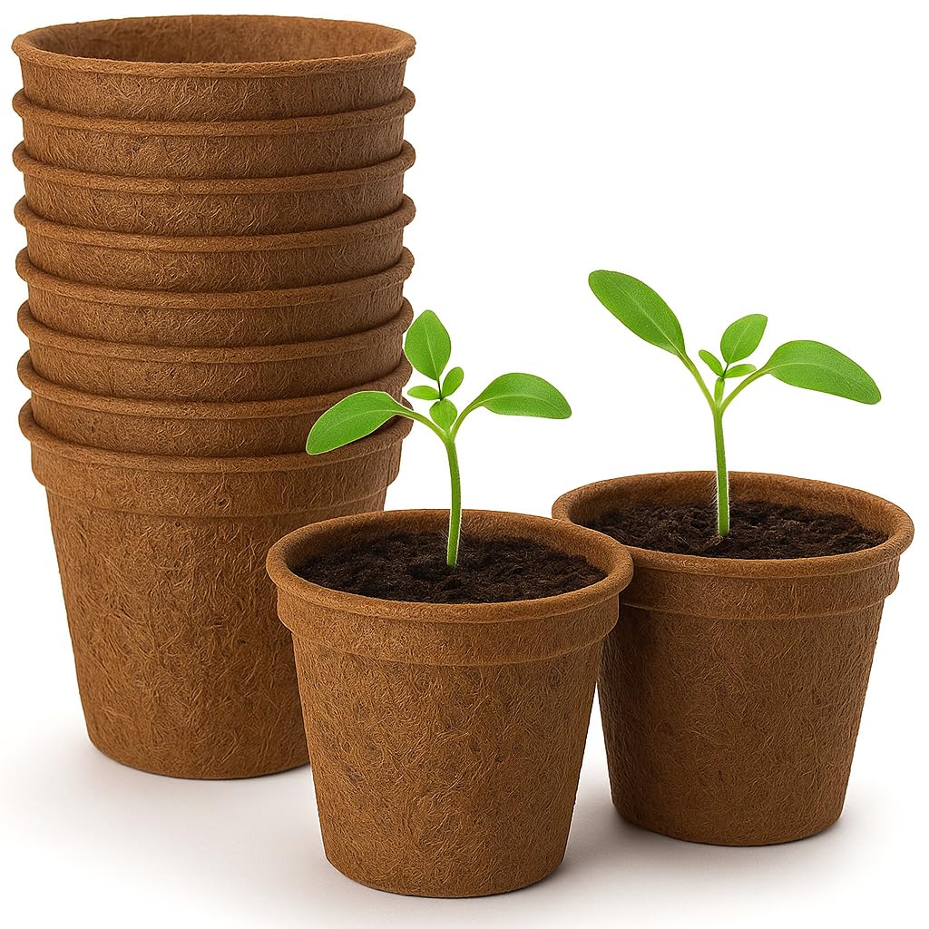 GardenersDream Biodegradable Coir Plant Pots Eco-Friendly Coconut Fibre for Seedlings, Cuttings (5, 28cm)