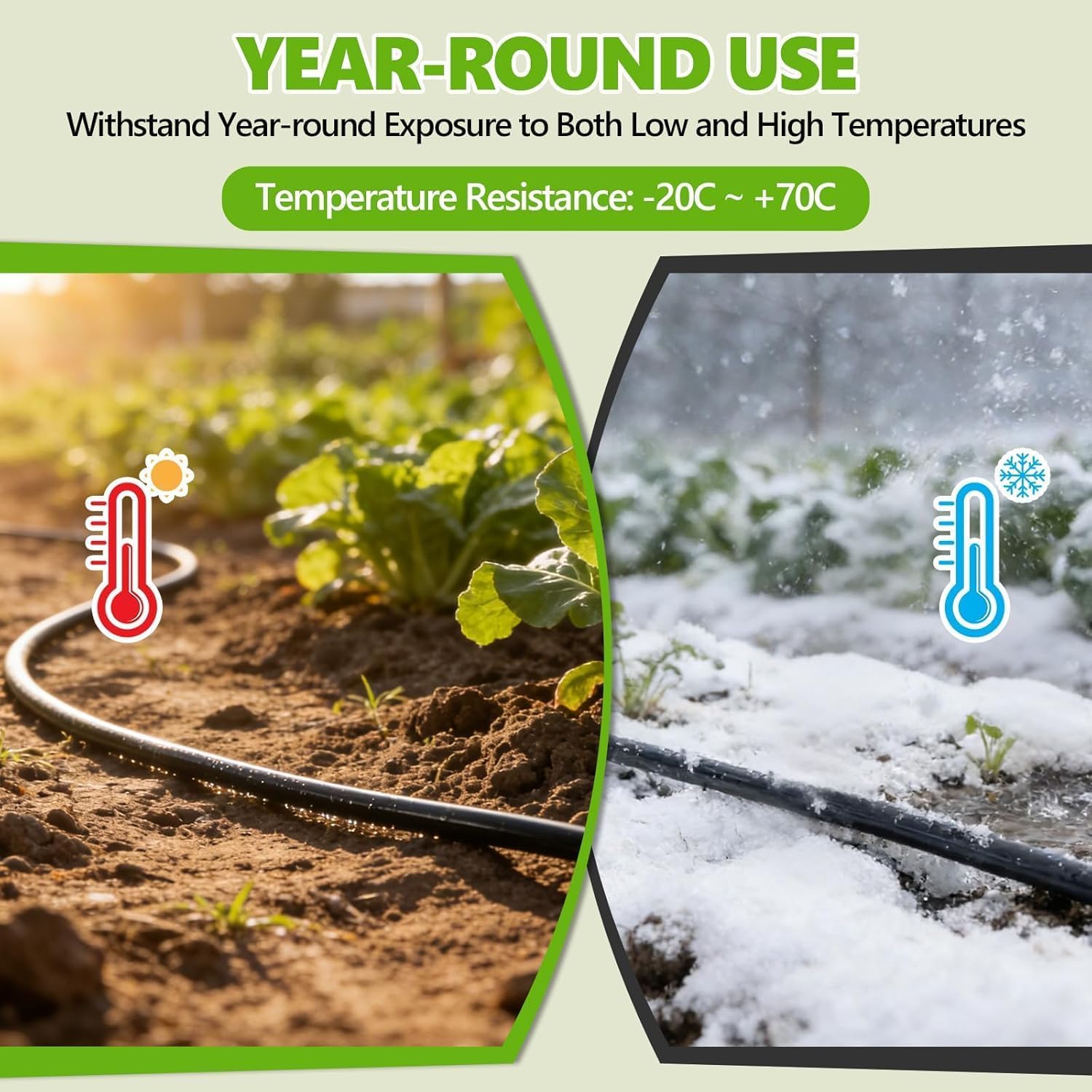100 FT 1/4" Drip Irrigation Tubing, Flexible Drip Line Irrigation Hose with 30pcs 1/4" Support Stakes, Blank PVC Distribution Tubing, Irrigation System Parts for Garden Irrigation System