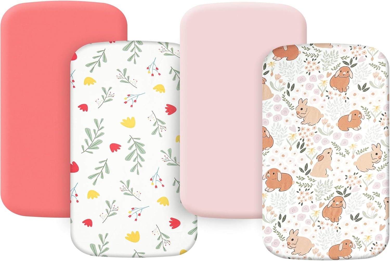 4 Pack Pack and Play Fitted Sheets 26” x 38”, Compatible with Graco Pack n Play Playard Crib, Soft and Skin-Friendly, Pink